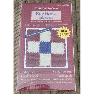 Patriotic Quilt Block Rug Hook Starter Kit Creations Caron  6" x 6" New Sealed